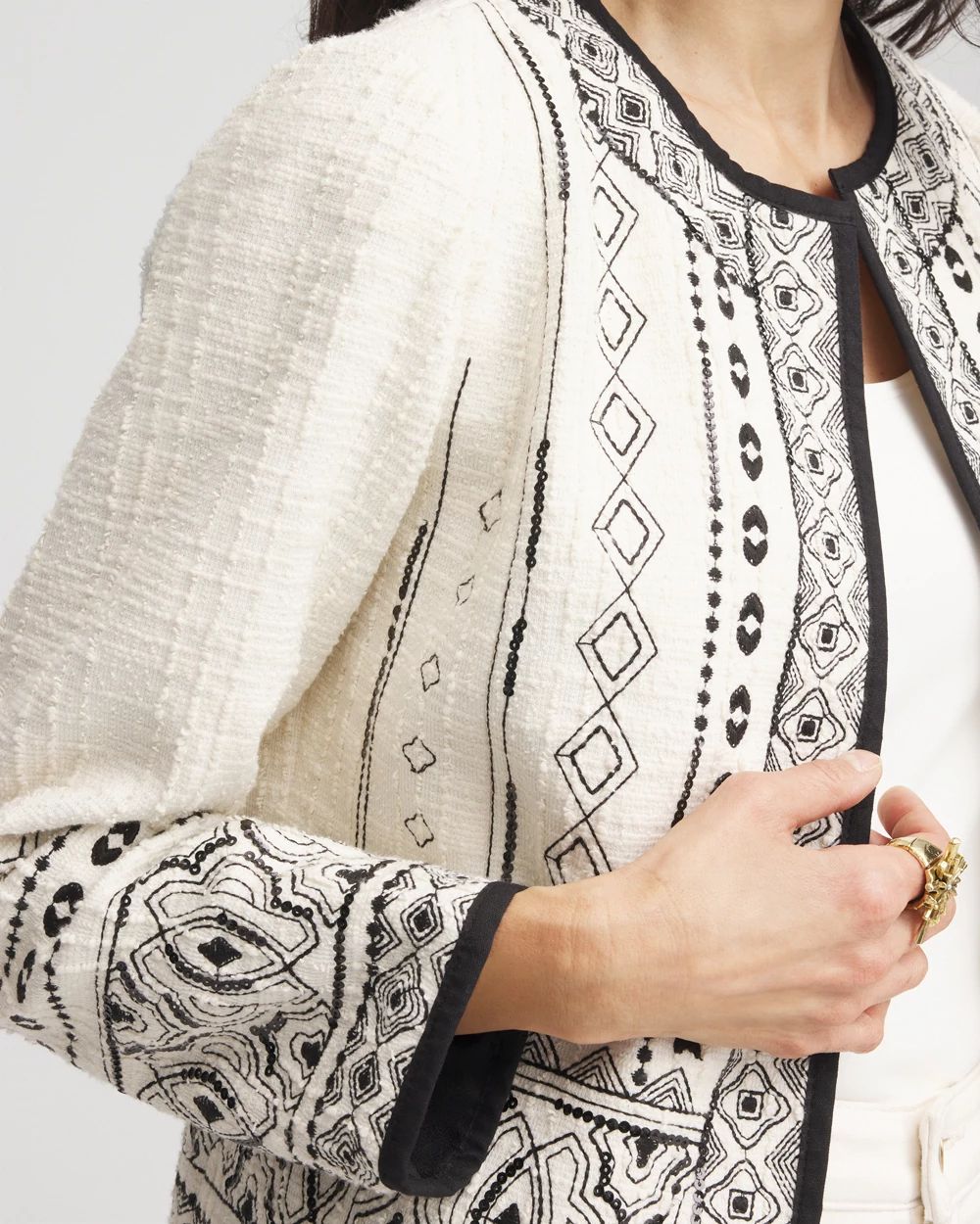 最新入荷 Embroidered Jacquard Tweed Jacket | Chico's その他